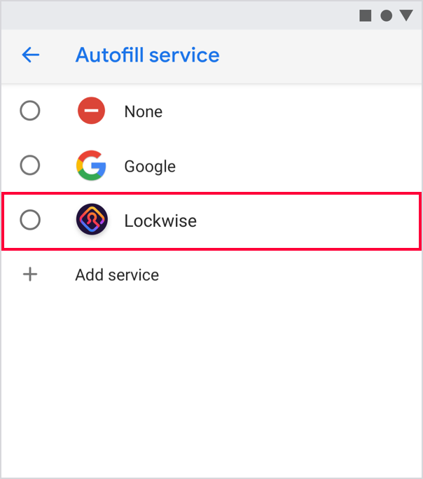 Settings - Autofill on Android