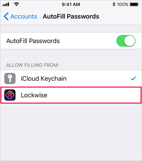 Settings - AutoFill Passwords on iOS
