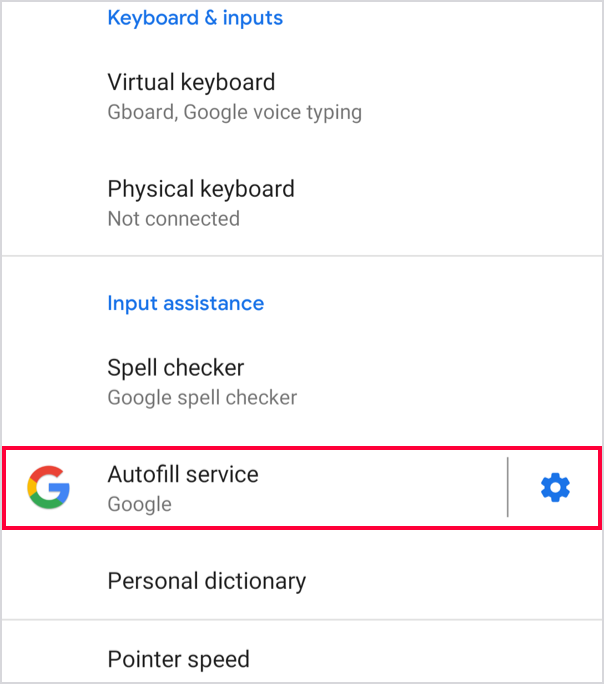 Settings - Languages and Input on Android