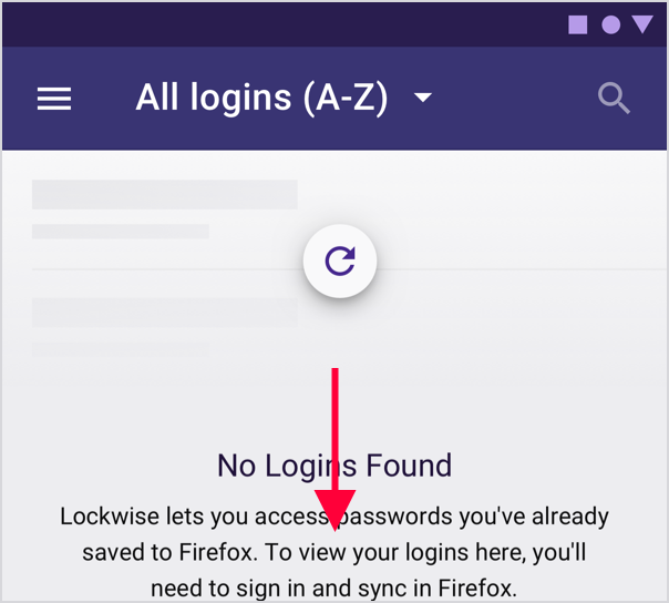 Pull to Refresh in Firefox Lockwise for Android